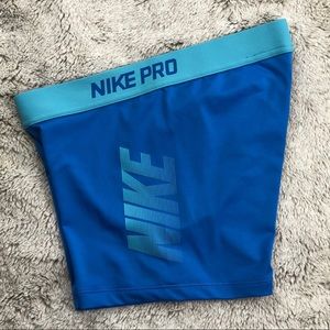 Blue nike pro dri-fit compression shorts